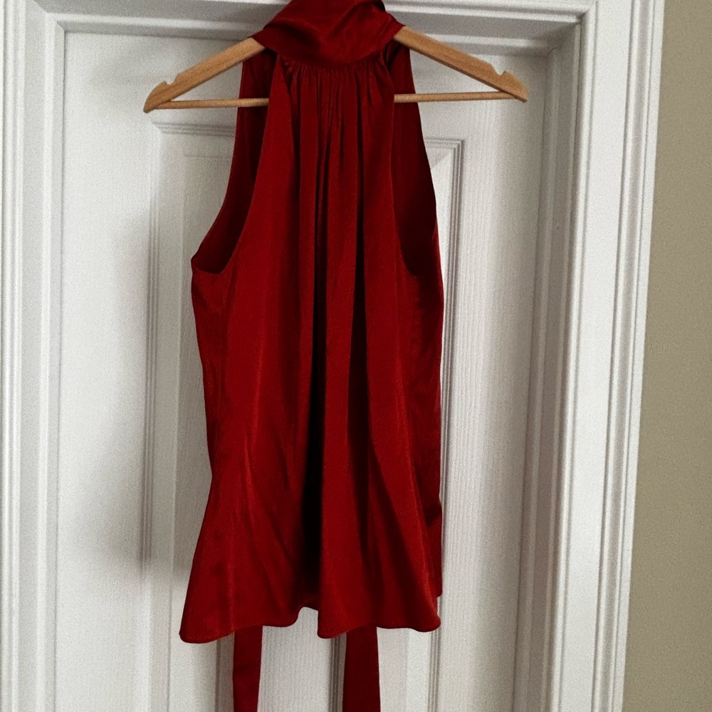 Ramy Brook Rust Silk Halter Tie-Back blouse